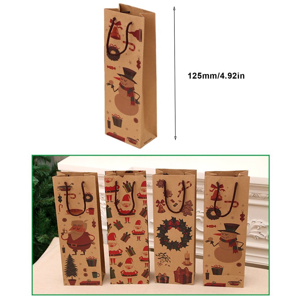 Julepose julekraftpapirpose rødvinpose vinflaskepose emballeringspose