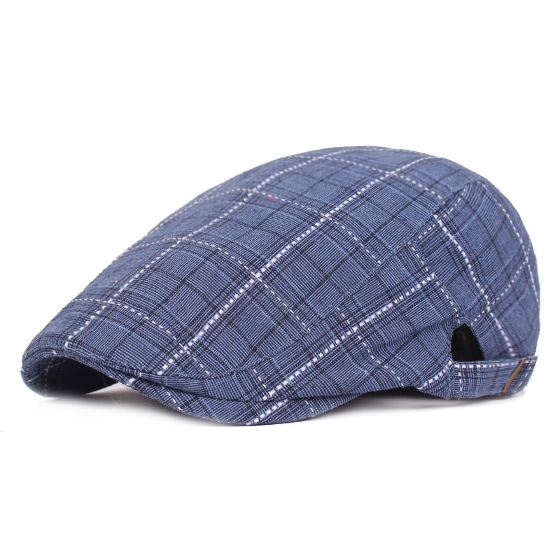 SLECKTON boina de cuadros gorra Casual mono tapa de planos Retro al aire libre viajes sombreros Unisex invierno sombreros para hombres y mujeres: Blue