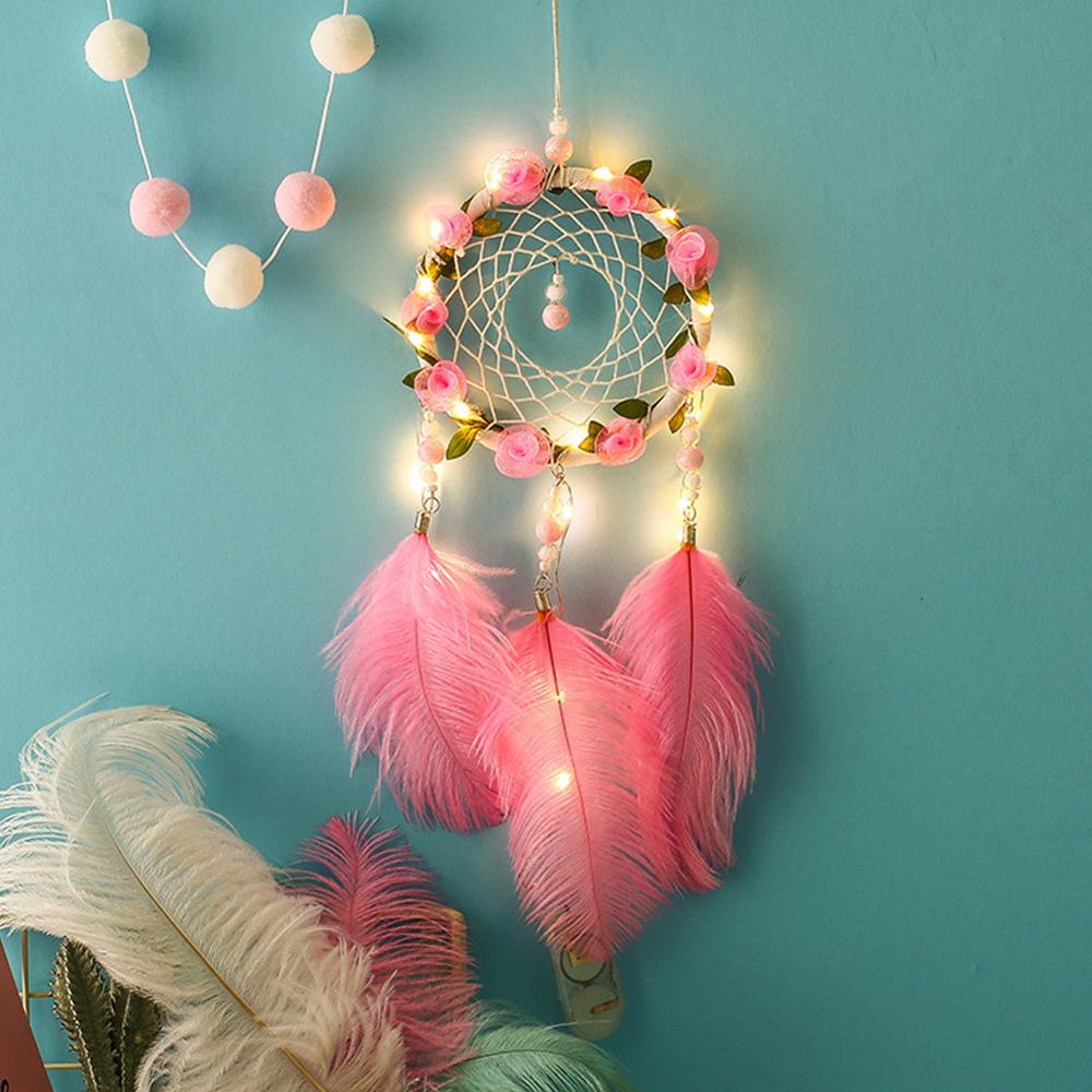 Wakan tanka dream catcher med led lys tilståelse ballon dreamcatcher vedhæng flettet vindklokkeslæt hængende dekor