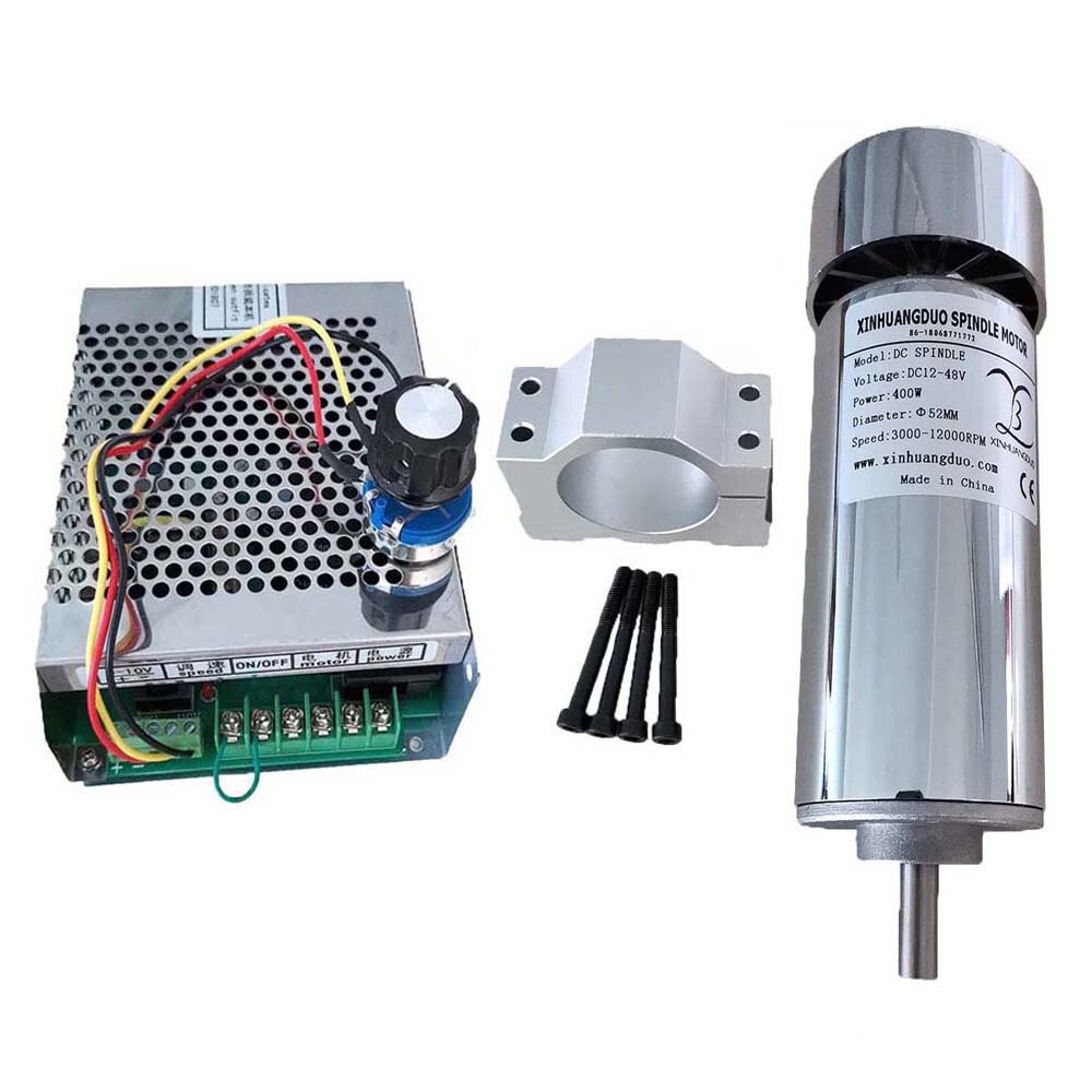Air cooled 0.4kw CNC Motor + fan spindle Motor Kit 400W Spindle Motor + Power Supply speed governor For Engraving