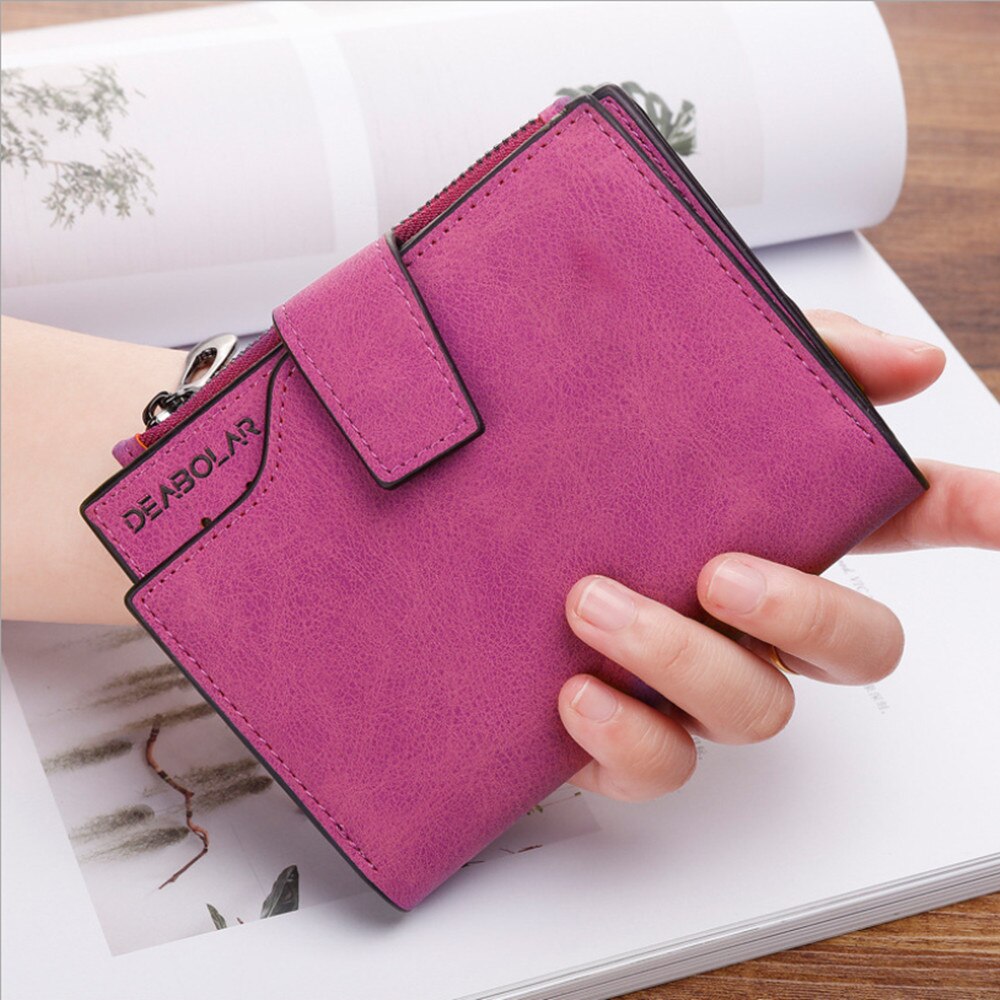 Lady Snap Fastener Zipper Short Clutch Wallet Solid Letter Small Female Purse Short Purse Vintage Matte Women Wallet