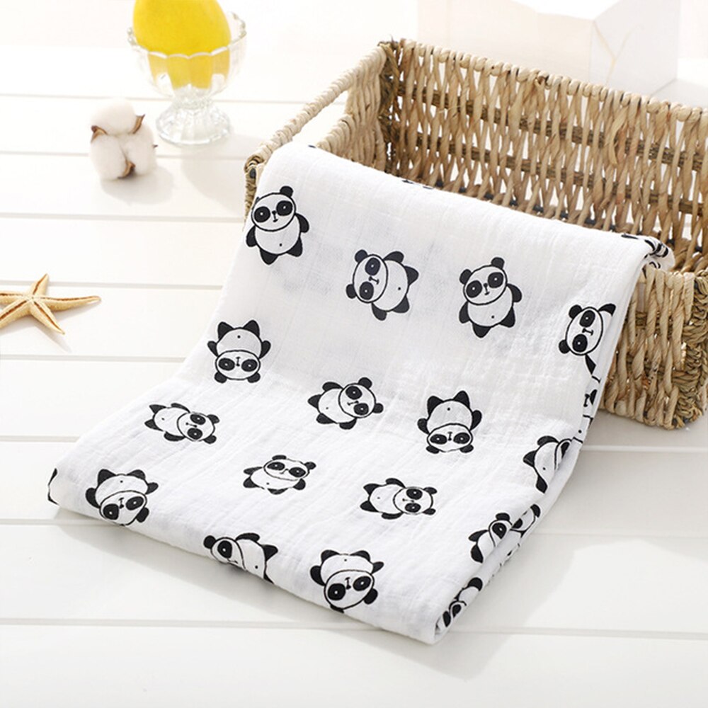 -né bébé Swaddles 100% coton mousseline bain gaze couverture douce imprimé dessin animé écharpe pour bébé sac de nuit poussette couverture tapis de jeu: Color 17