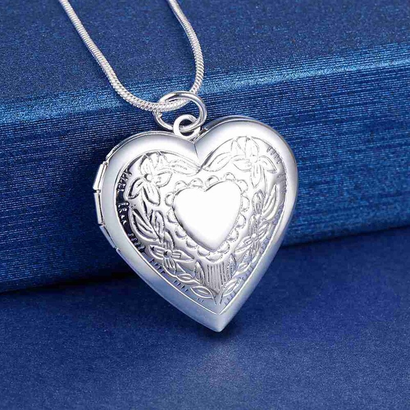 Fijne 925 Sterling Zilveren Fotolijst Hanger Ketting Ketting Voor Vrouw Charm Bruiloft Sieraden: LN067