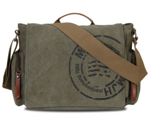 Manjianghong Vintage Heren Messenger Bag Man Handtas Canvas Schoudertas Postman Bag Mannen Casual Crossbody Printing Messenger Bags: army green