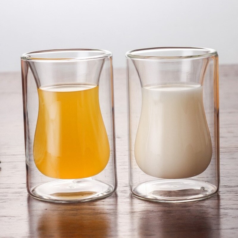 120ml Mug Double Walled Wine Glasses Bottom Glass Mugs Drinking Whiskey Wodka Cup Coffee Juice Water Cups Tea