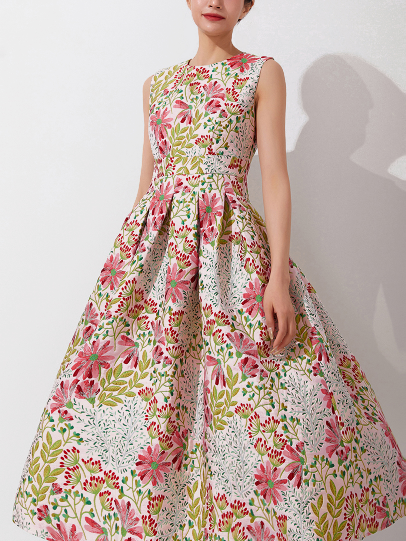 Devchata sommer jacquard kvinder lang maxi kjole luksus blomster festkåbe femme vintage vestido aftentøj