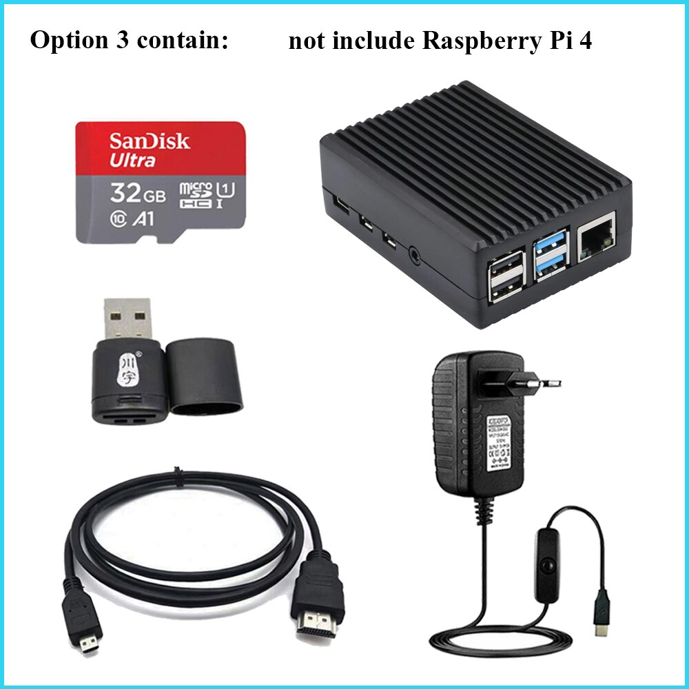 Carcasa de aleación de Metal para Raspberry Pi 4, carcasa de refrigeración pasiva para Raspberry Pi 4 Modelo B Pi4 4B: Option 3