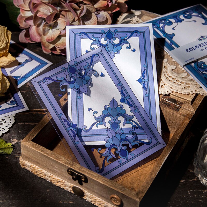 Yoofun 10 stk/pakning gitter vindu form dekor papir pvc + spesialpapir til kortlaging scrapbooking tidsskrift gjør det selv