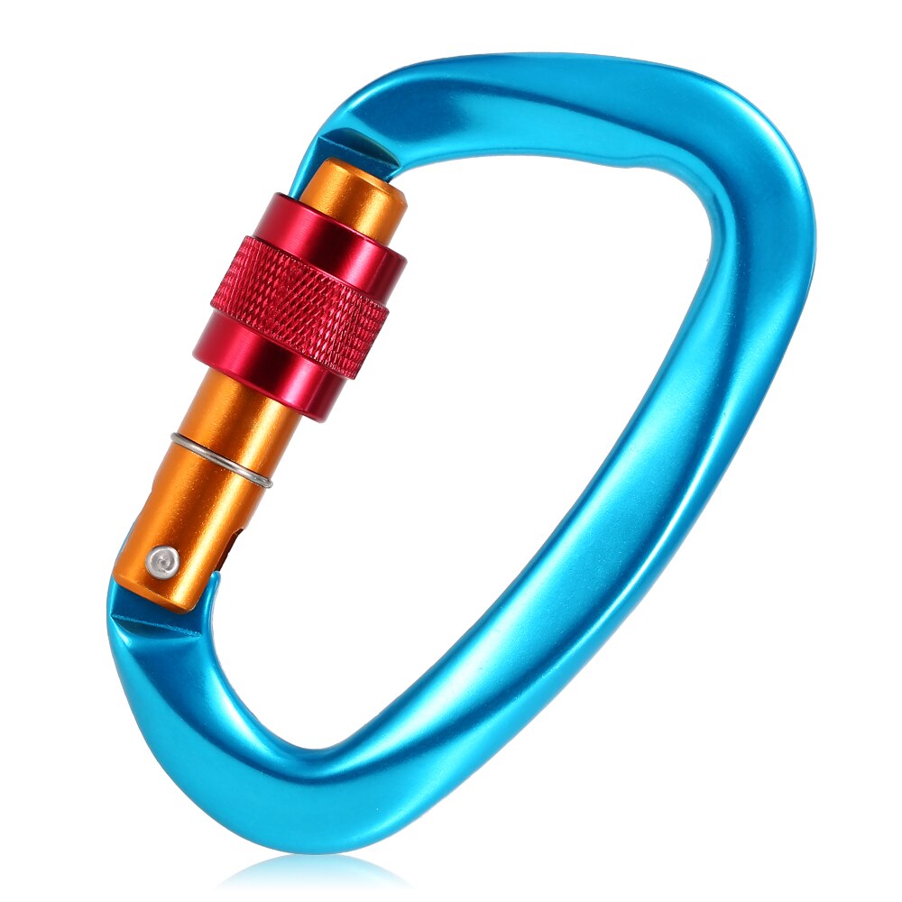 25KN Screw Locking Gate Carabiner Heavy Duty D-shape Buckle Pack D-ring Carabiner Climbing Rappelling Canyoning Hammock Locking