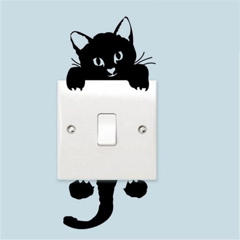 Cute Cat Wall Stickers Light Switch Decor Decals Art Mural Baby Nursery Room Sticker PVC Wallpaper for Living Room