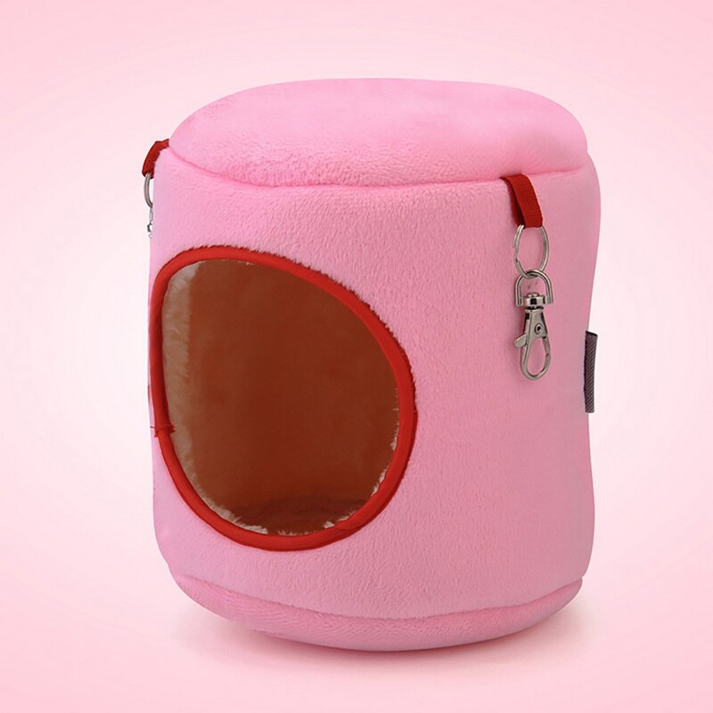 Pet Cute Soft Hanging bed Little Pet Rat Warm Bed Rat Hammock Squirrel Winter Toys Pet Hamster Cage House Hanging Nest cage: pink / L