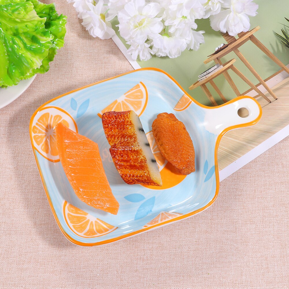 Ceramic Grill Pan Nonstick Plate Grill Cookware Delicate Porcelain Ovenware with Handle for Home (Omelette)