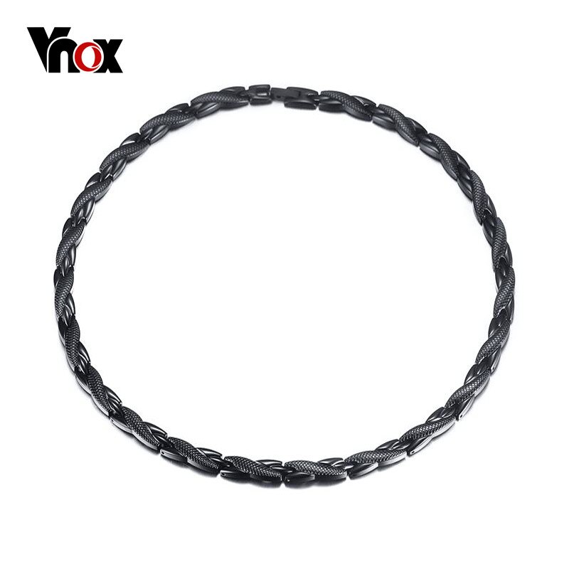 Vnox 4 in 1 sundhedspleje halskæder magnet germanium rustfrit stål link: Sort farve