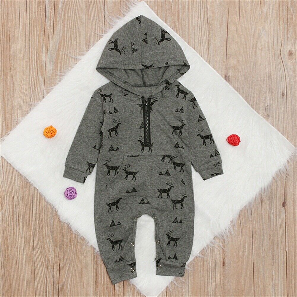 Kids Baby Baby Jongens Hooded Romper Cartoon Animal Print Lange Mouw Jumpsuit Kleding Outfits Een Stuk