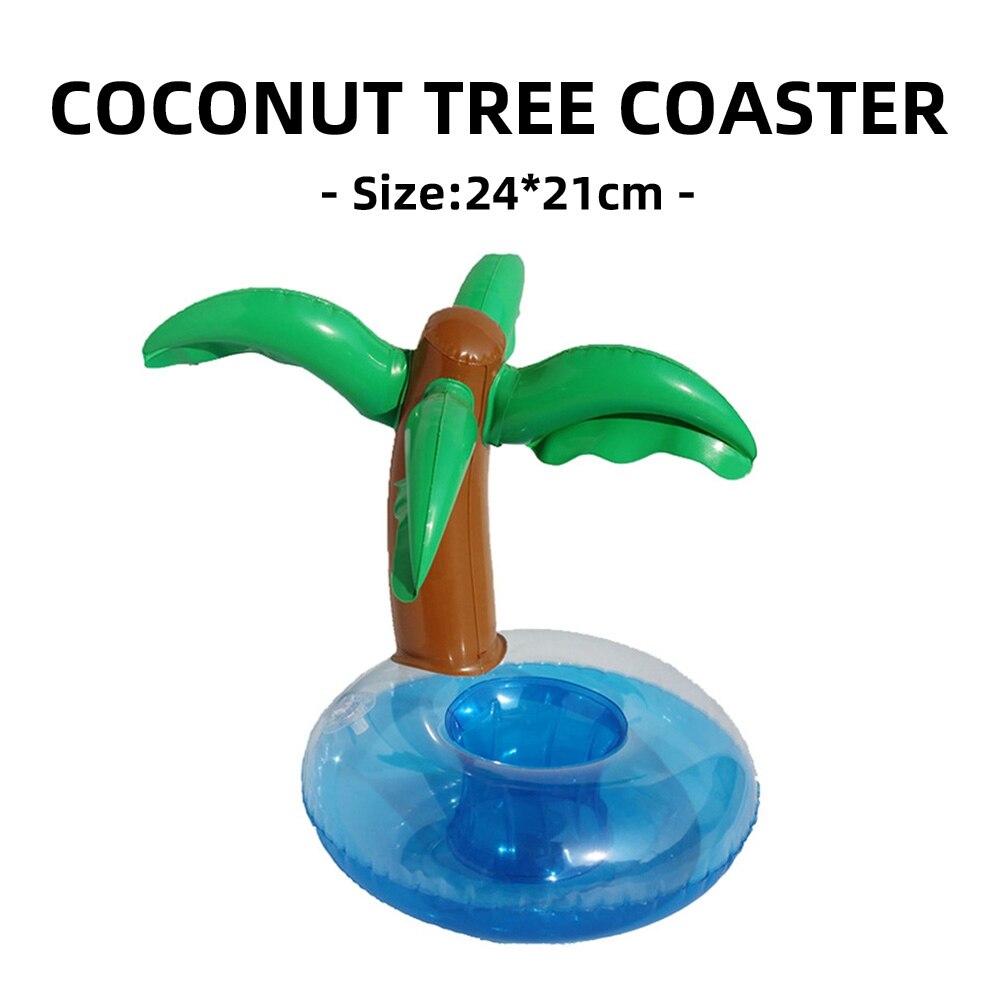 Coaster Inflatable PVC Donut Lemon Watermelon Pineapple Crab Love Cup Holder Inflatable Water Floating Cup Holder: coconut tree