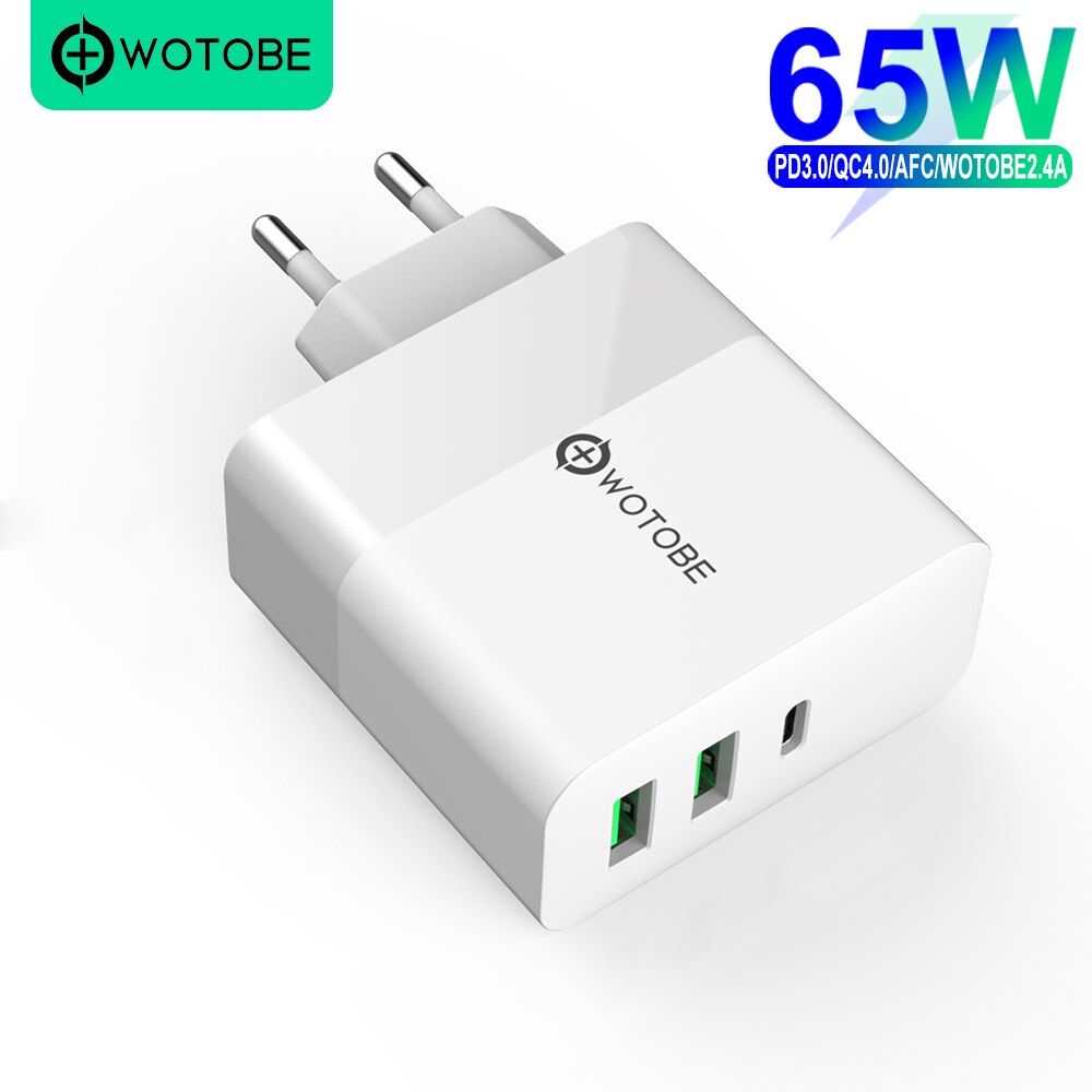 PD65W USB-C Power Adapter,1Port PD60W QC3.0 Charger For USB-C Laptops MacBook Pro/Air iPad Pro,2port USB A for S8/S10 iPhone11: US / Charger