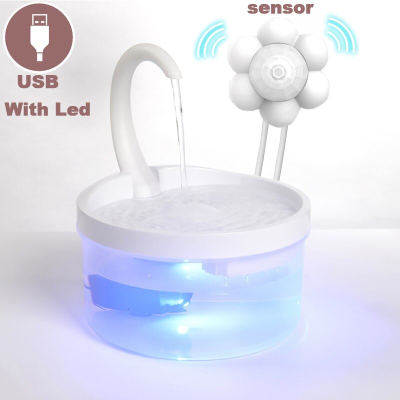 Automatic Pet Drinking Feeder Cat Water Fountain Cat Water Dispenser Sensor Filft Drinker With LED Light For Dogs Cats Fountain: A-with sensor