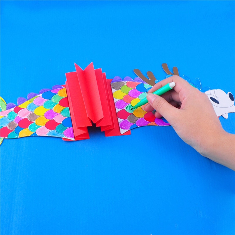 Handgemachte Diy tanzen Drachen Kindergarten Handwerk Spielzeug Für freundlicher Manuelle Diy Materialien Kreative Kind Spielzeug Chinesische Neue Jahr Dekor