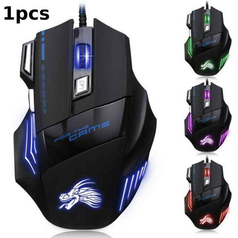 USB Wired Gaming Mouse 7 Button Backlit Ergonomic Mice 5500 DPI Backlight Adjustable Optical Mice for PC Gamer Computer Desktop: Default Title