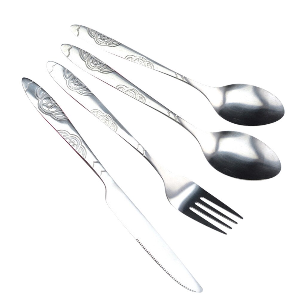 Cuchillos de acero inoxidable con forma de tenedor, cuchara para viajes en familia, Cubiertos para acampar, vajilla portátil para exteriores, Cubiertos de acero inoxidable