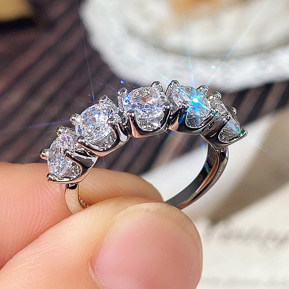 Bagues élégantes en argent regardé 925 pour femmes, matiques en cristal de moissanite, nucleolab unique, bijoux de mariage, savoir , taille 6-10: 6