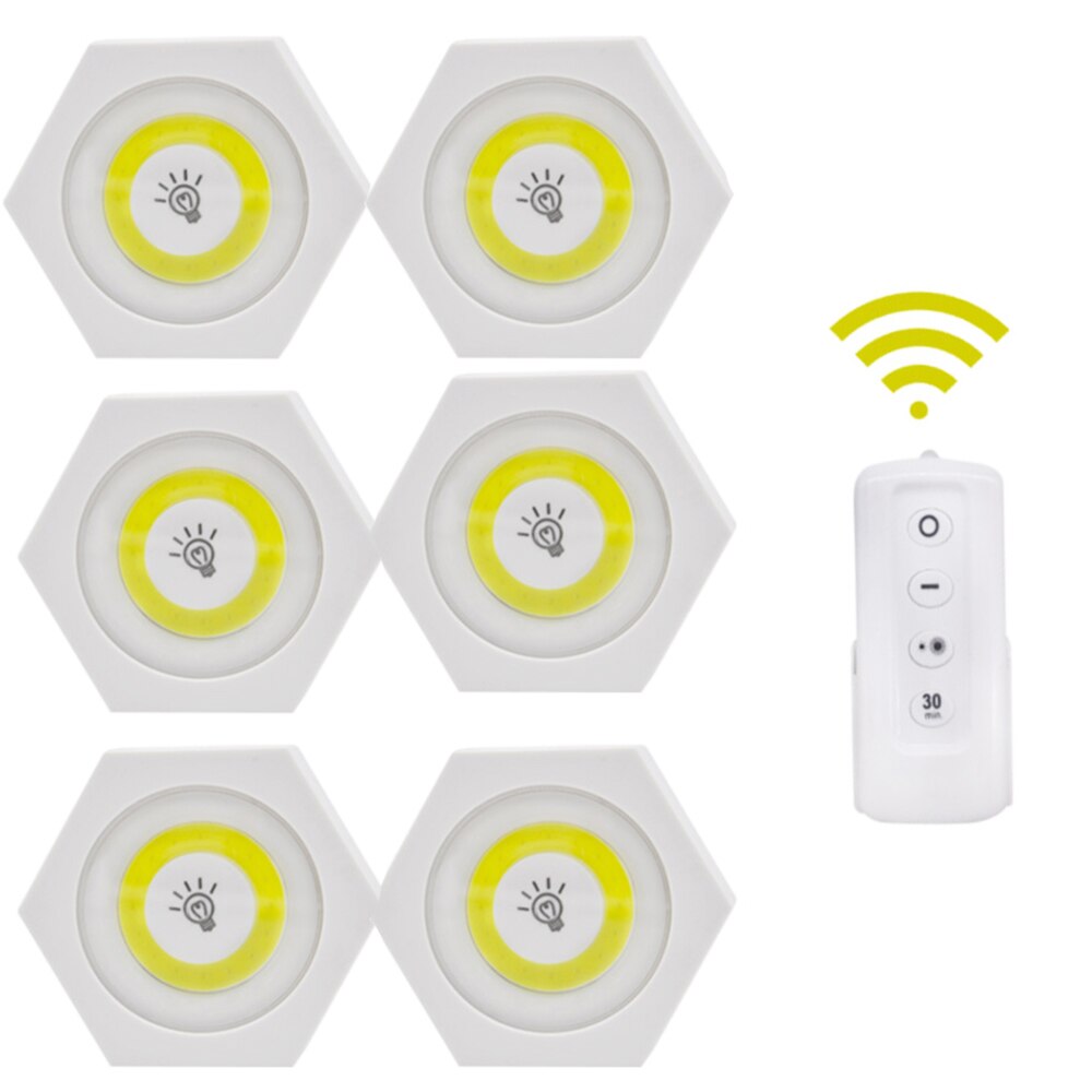 Wireless Remote Control Dimmable Night Light Decorative Kitchen Closet Staircase Aisle Bathroom Dimmable Lighting LED Lights: 01-6pcs