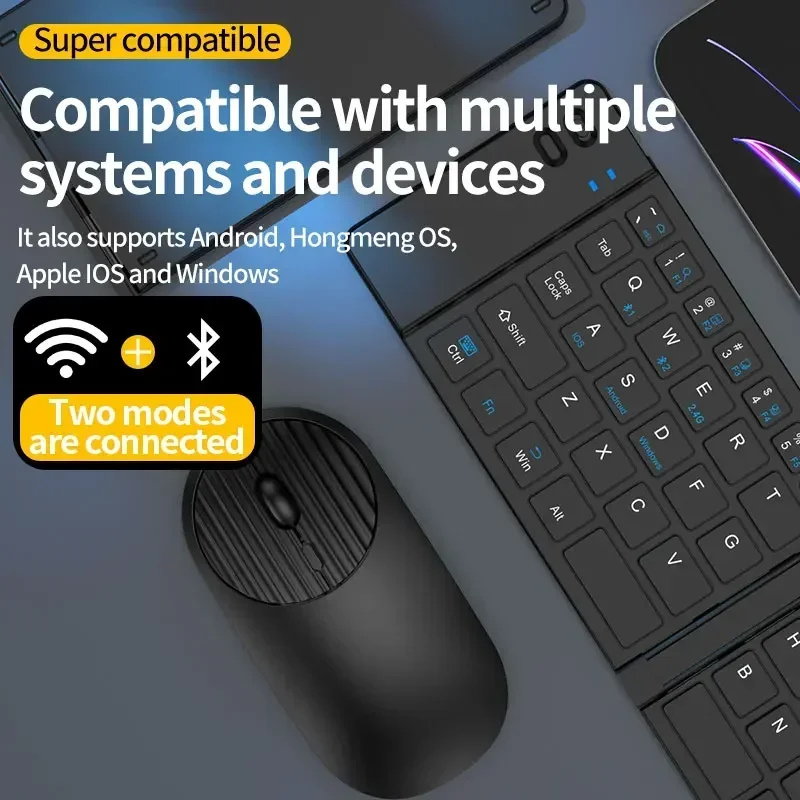 Tragbare Tastatur und Maus Bluetooth schlanke Falt tastatur Tablette-Telefonst änder wiederauf ladbar 2,4g für iPad Smartphone Laptop