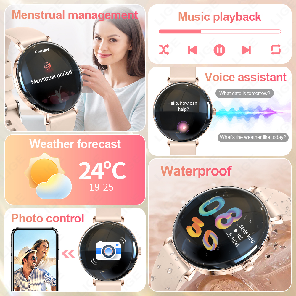 2025 Nowa moda Inteligentny zegarek Kobiety 1.43 '' AMOLED HD Wyświetlacz Bluetooth Połączenie Tętno Kobiety Zdrowie sport Kobiety Smartwatch Mężczyźni