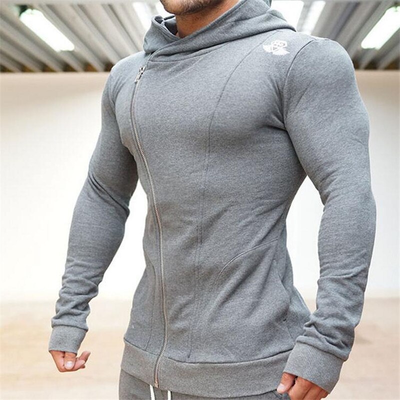 Top con capucha de manga larga para entrenamiento, ropa de entrenamiento elástica transpirable para correr, chaqueta deportiva, suéter, chándal para hombre, ropa deportiva: XL / Dark gray