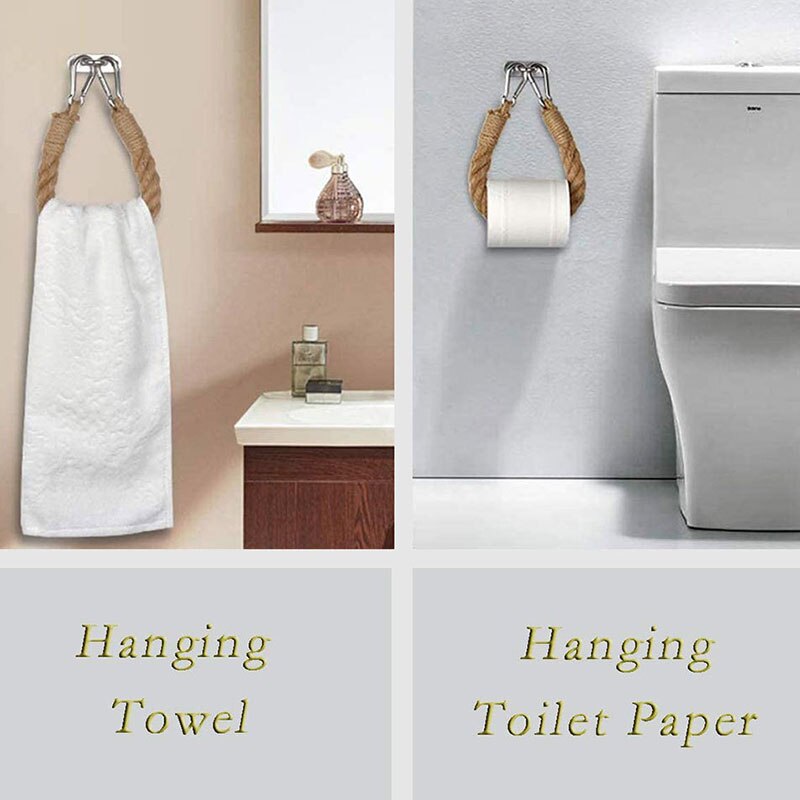 Retro Paper Towel Rack Dispenser Punch-free Toilet Tissue Holder Hanging Rope Bathroom Towel Rack Decoration