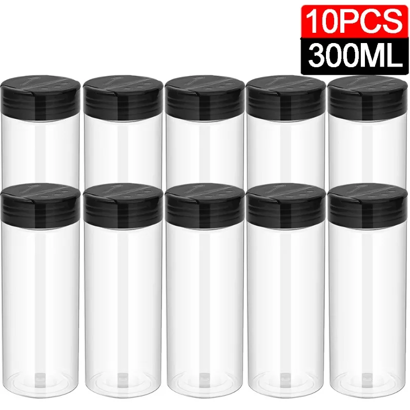 10/1PCS Clear Spice Bottle Seasoning Shaker Bottles Pepper Jar with Lid BBQ Condiment Dispenser Kitchen Powder Storage Container: WHITE