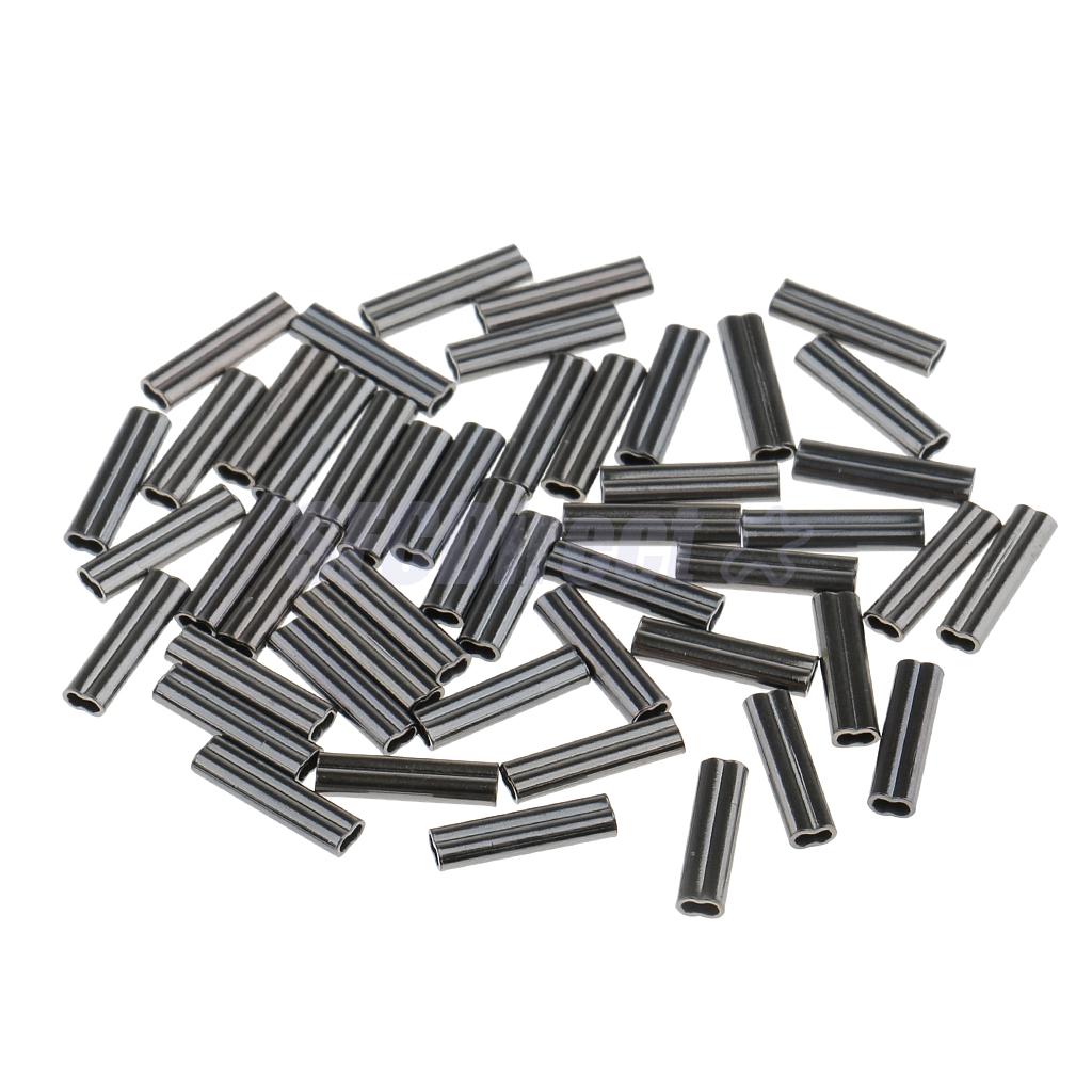 100 st/lot fat krymphylsor koppar dubbelrör havsfisketrådshylsa fiskelinsrör innerdiameter 0.8mm