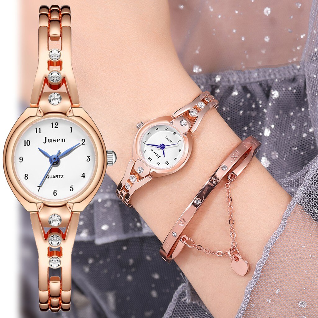 Eenvoudige Ster Diamond Ingelegd Rvs Horloge Dames Quartz Horloge Vrouwen Horloges Luxe Armband Horloge Dames Sieraden