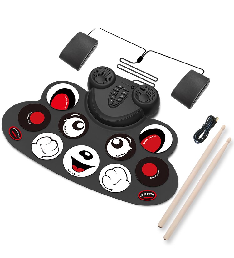 Electronic Drum Set Kids can play games practice drum mat Rechargeable drum set with built-in speaker pedals, drumsticks: WG603S