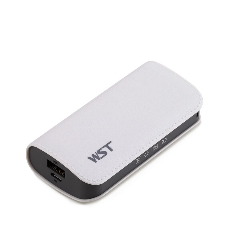 WST Mini Power Bank 5200 mAh Portable USB External Battery for Xiaomi/iPhone/Huawei with charging cable Lightweight Battery Bank: WHITE