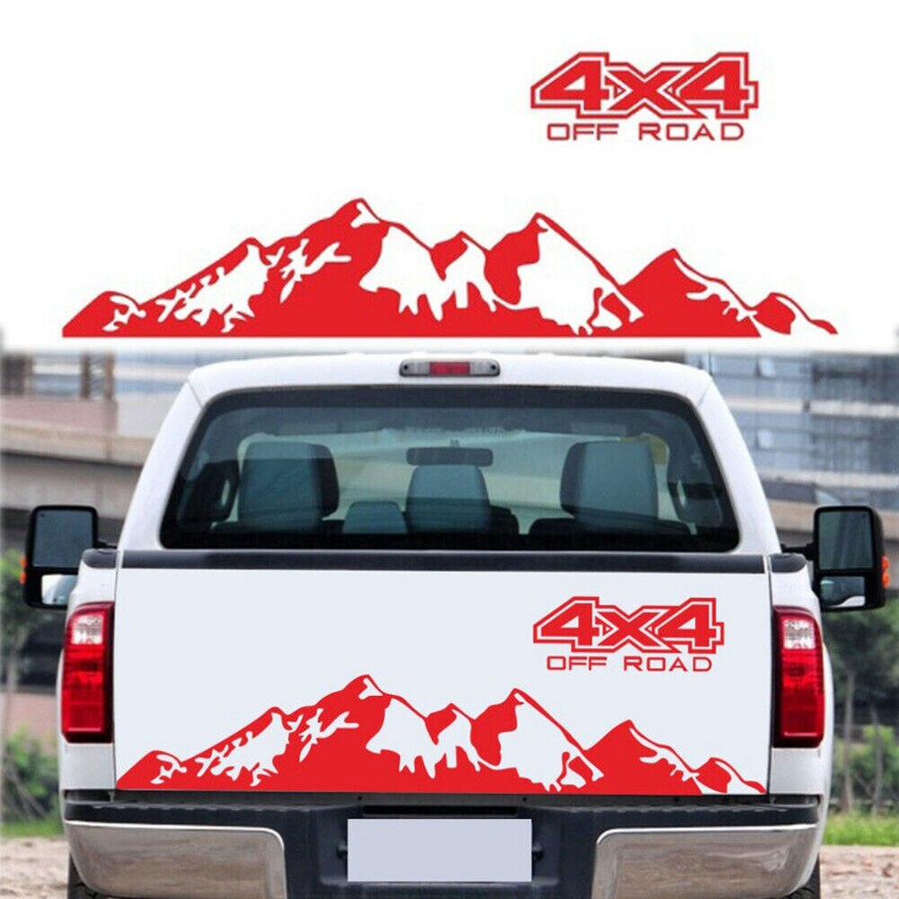 Pegatinas de vinilo de para coche, pegatina roja de 4x4 para falda lateral de coche y montaña de nieve, para camioneta, RV, 1 unidad