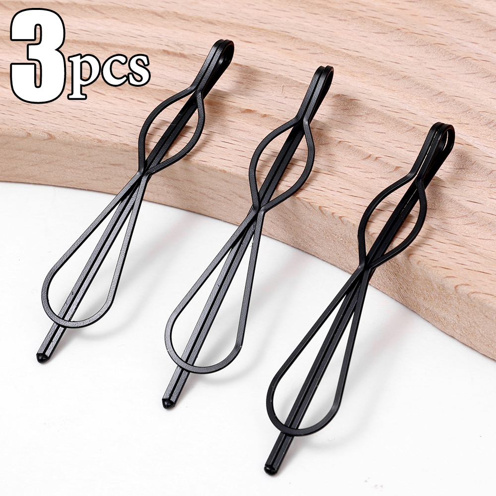 Horquillas onduladas para el cabello, pasadores negros de Metal, pasadores invisibles BB, accesorios para el cabello, 3/12 piezas