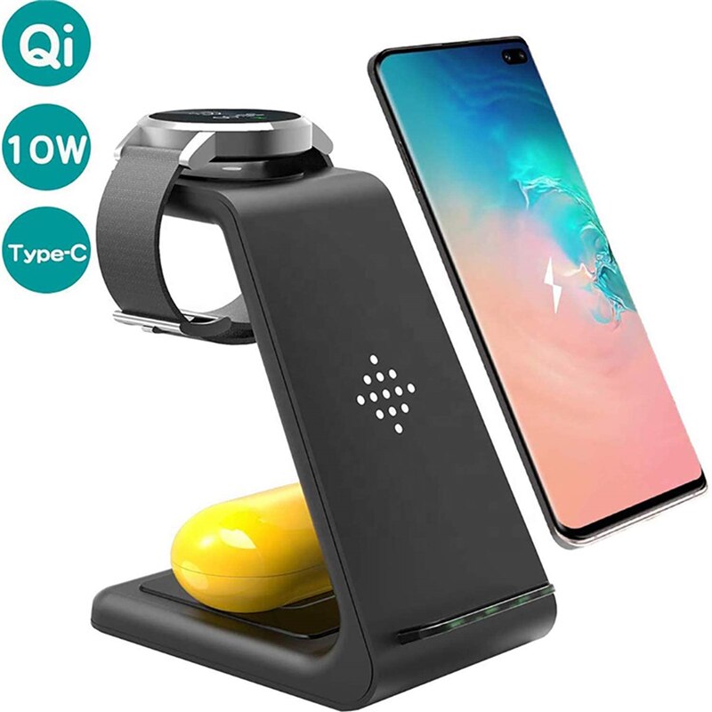 3 In 1 Draadloze Oplader Pad Docking Station Voor Samsung SS9 S10 S20 Plus Galaxy Knoppen Gear S2 S3 horloge Snelle Dock Opladen