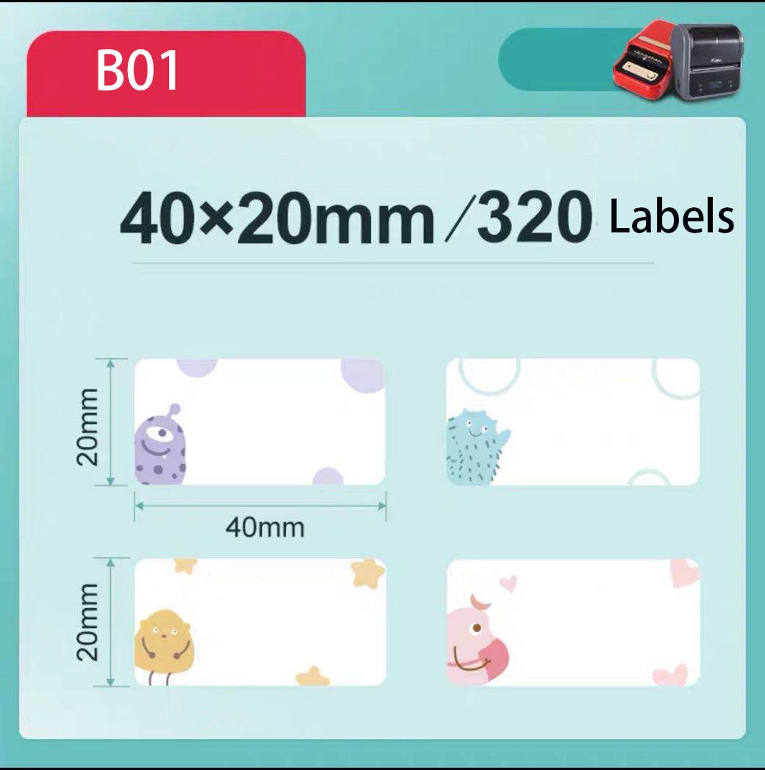 【Niimbot B21/B3S Label】Cartoon Cute Label tape Label Sticker used for B21/B3S Label Maker Label Printer: B01