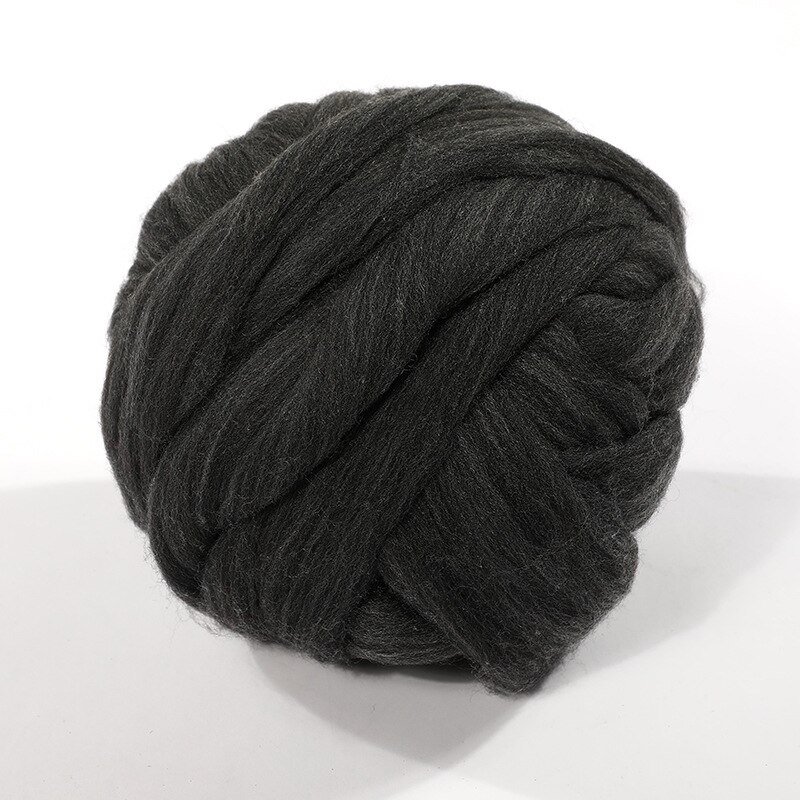 250g super tyk naturlig merinould chunky garn filt uld roving garn til spinding hånd strikning spin garn vinter varmt: 08 sortgrå