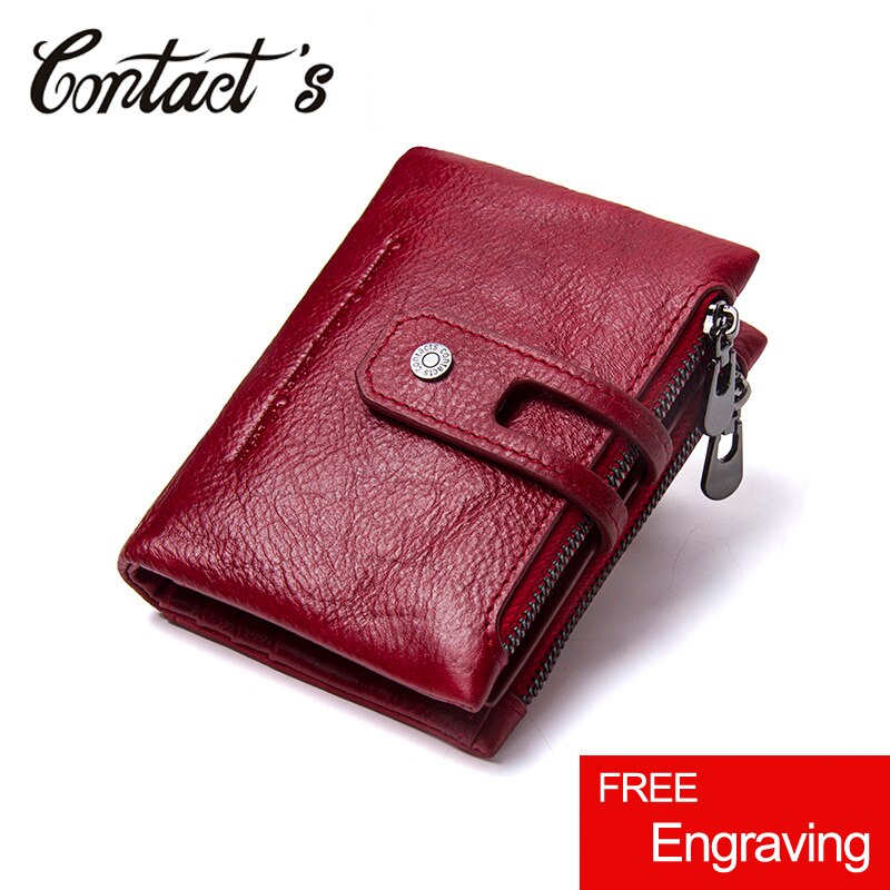 Vintage Purse Genuine Leather Women Short Style Wallet Hasp Wallet Zipper Purses Card Holder