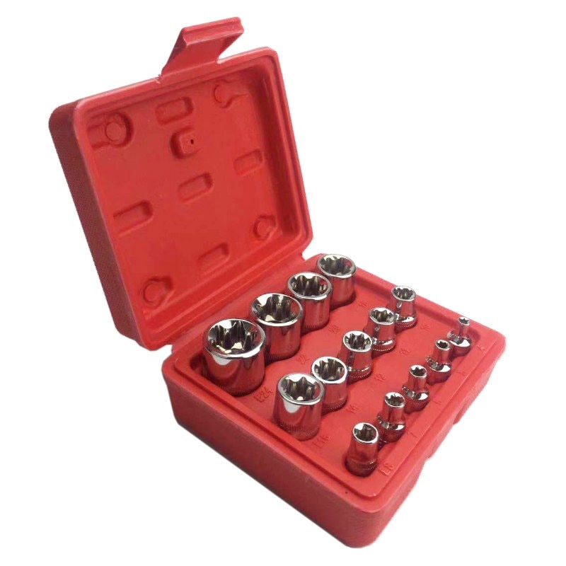 14 pièces/ensemble E Torx Star femelle Bit douille ensemble 1/2 "3/8" 1/4 "lecteur E4-E24 prise outil de réparation outil à main ensemble de