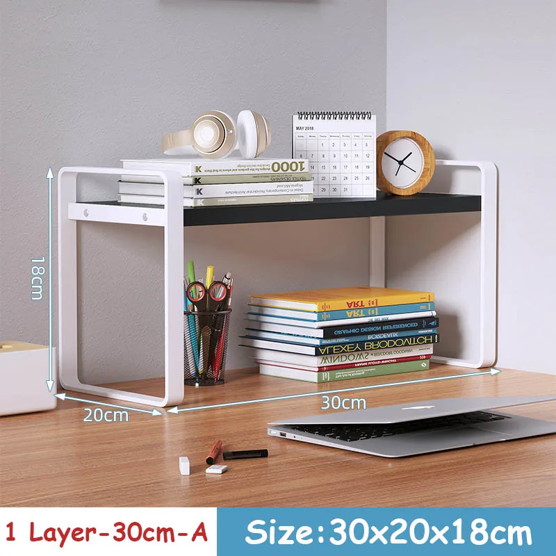 30/40 cm Schreibtisch Bücherregal Stahl Holz Schreibtisch verwöhnen mehrschichtig Kosmetik Lagerung Gestell Haushalt Schlafsaal Büro Schreibtisch Organisatoren: Schwarz