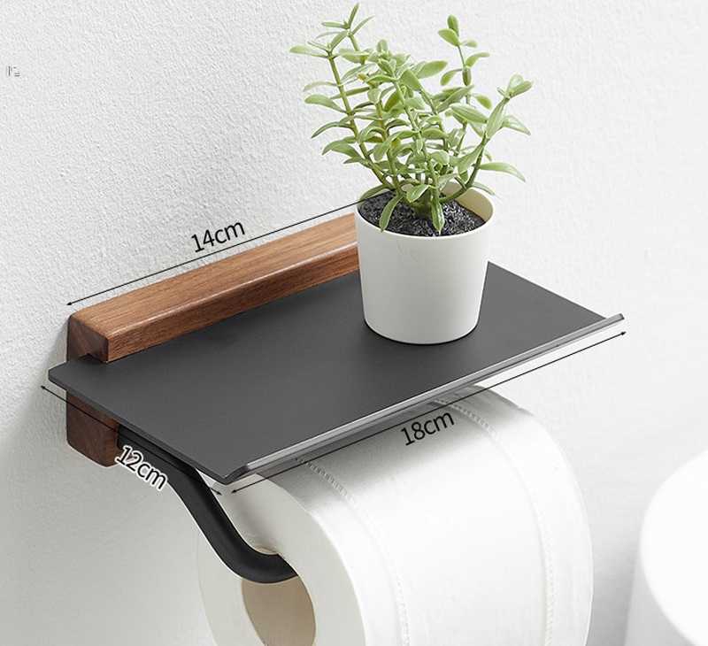HeMu Solid Wood Tissue Holder Without Punching, Toilet Paper Box, Toilet Phone Storage Rack, Walnut Roll Paper Holder Simple: Lavender
