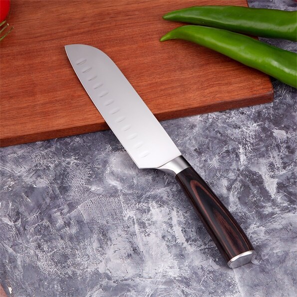 Japanische Messer einstellen 7CR17 Küche Messer Professionelle Edelstahl Küchenchef Santoku Obst Messer mit Pakka Holz griff: 7 Santoku Messer