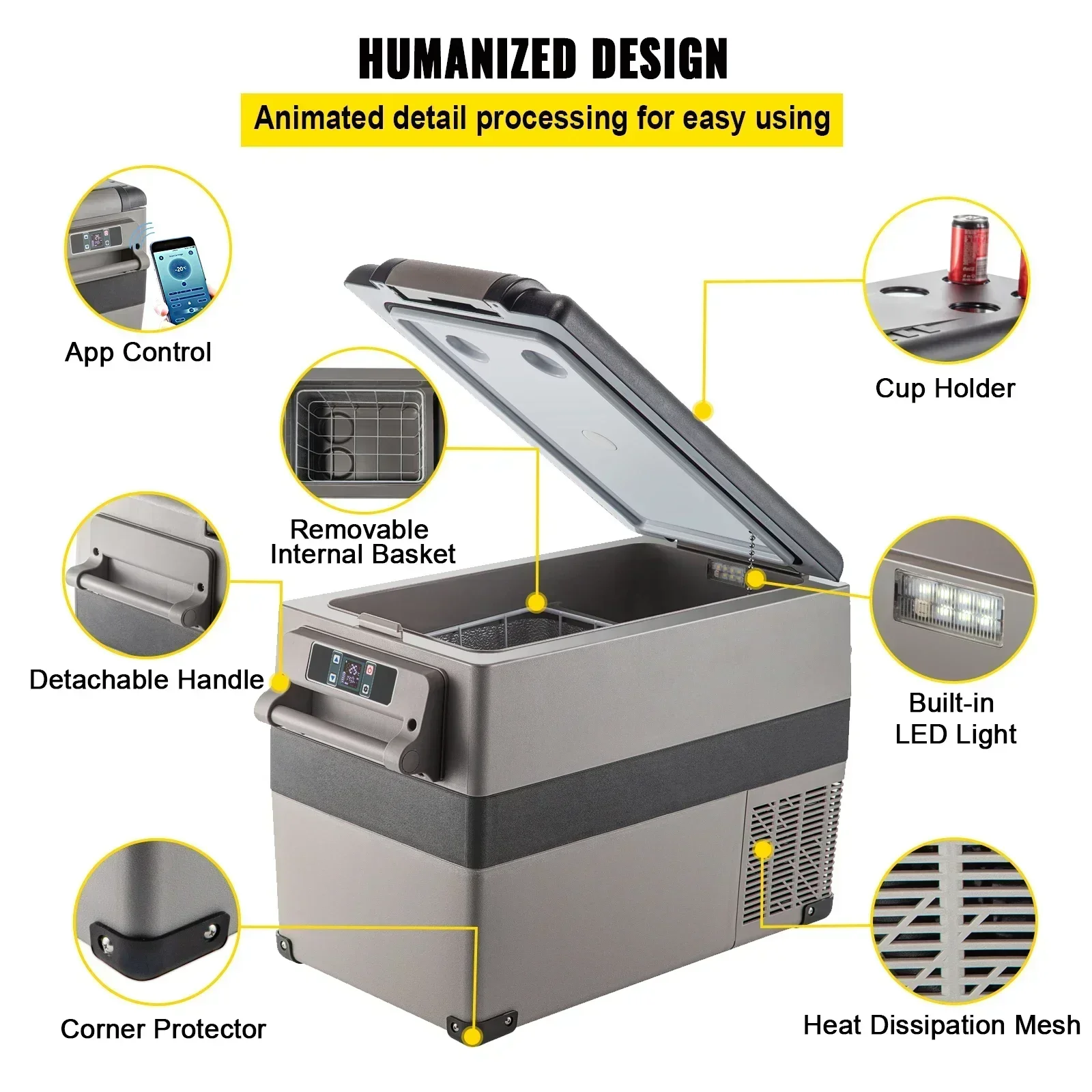 35L 45L 55L Car Refrigerator Mini Fridge Freezer Portable Compressor Cooler 12/24V DC 110-240V Ice Box for Camping