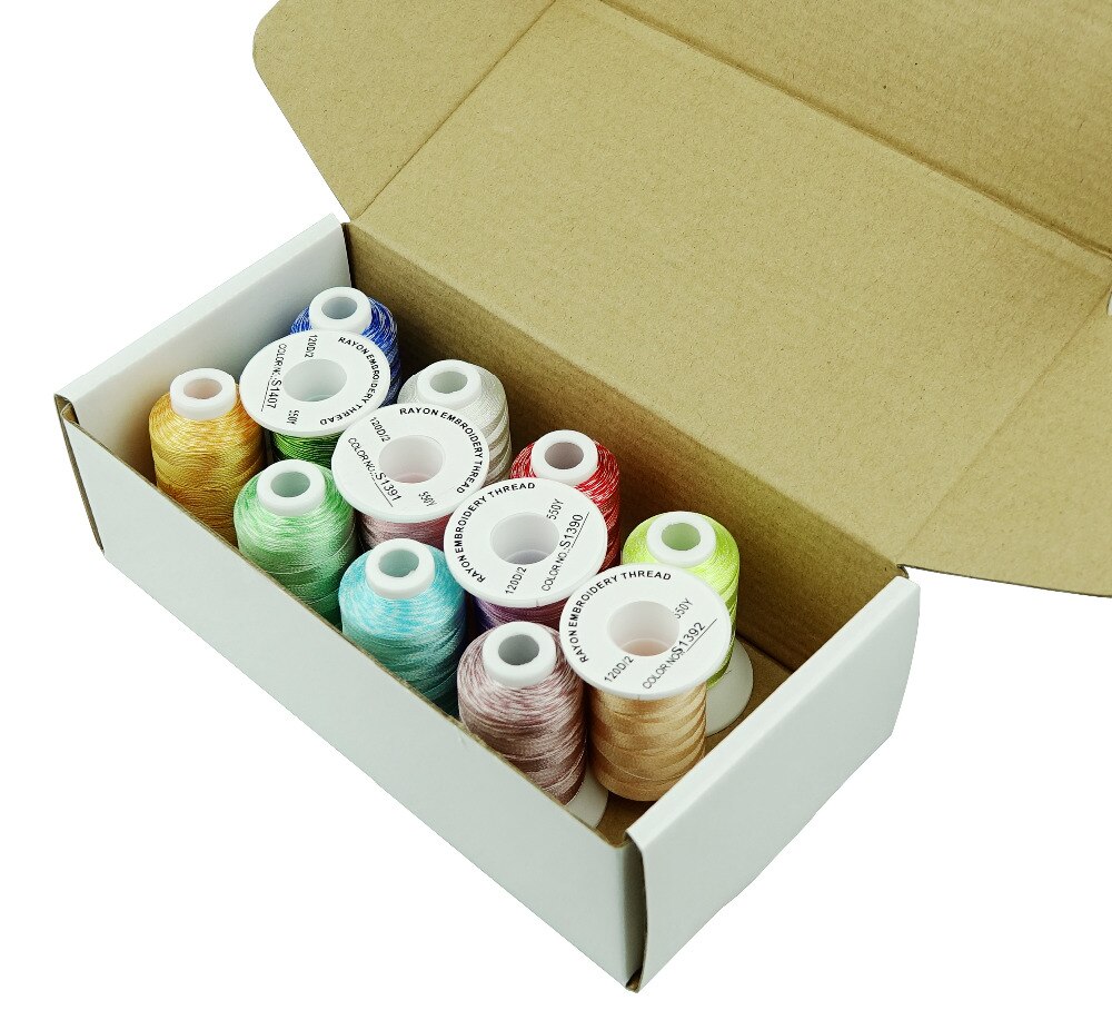 Popular 12 Colors Variegated Rayon Machine Embroidery Thread 120D/2