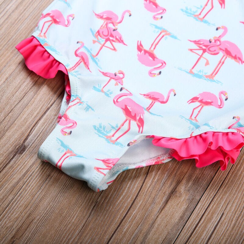 Bañador de dibujo de flamenco para niña, traje de baño con volantes para bebé, ropa de playa