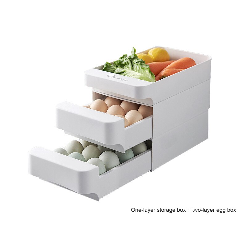 Durable Multi-layered Egg Storage Box Fridge Fresh-keeping Food Storage Box Ftuit Vegetable Drawers Superimposable Home Storage: 03 three layer