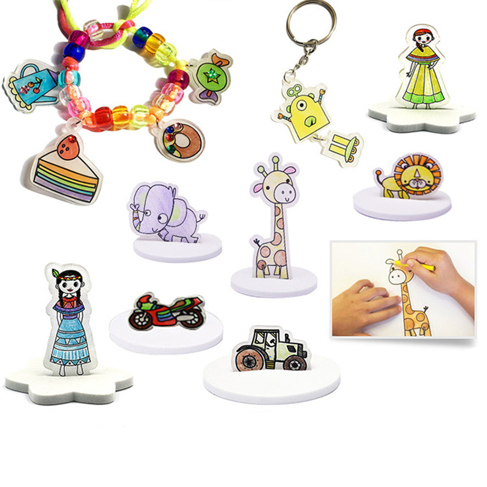 10 Uds. De hojas de plástico termorretráctil, papel de película retráctil para adultos y niños, crea manualidades y llaveros artísticos, suministros para manualidades hechas a mano